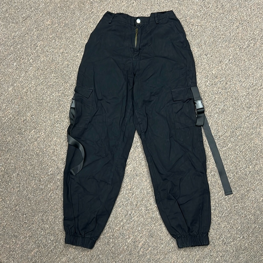 Black high waist cargo pants women